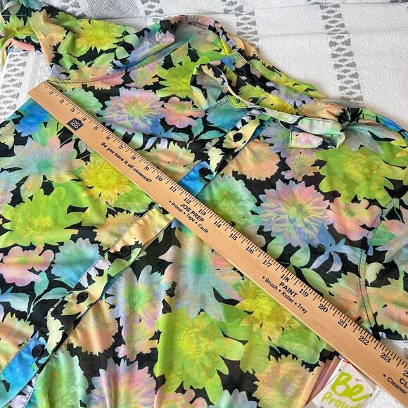 BP. NWT Floral Mesh Button Down Blouse Colorful Bright Tropical Women's S New - Picture 9 of 9